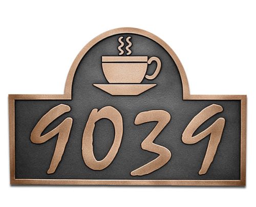 Arch Coffee Cup Address Plaque - Bronze