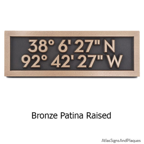 Latitude Longitude Plaque - Bronze