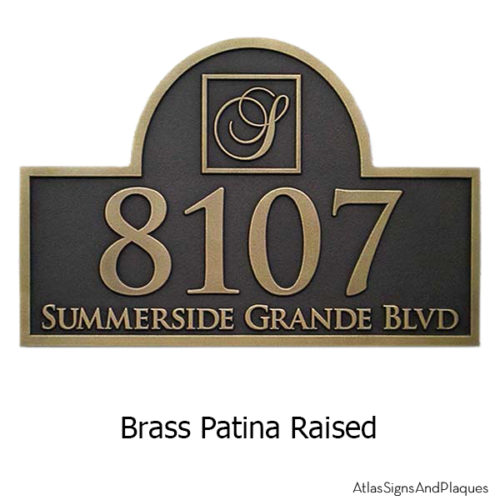 Mogram Arch Address Plaque - Brass