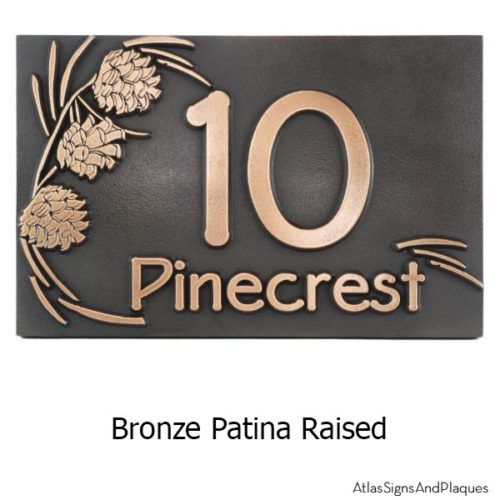 Pine Cone Address Plaque - Bronze