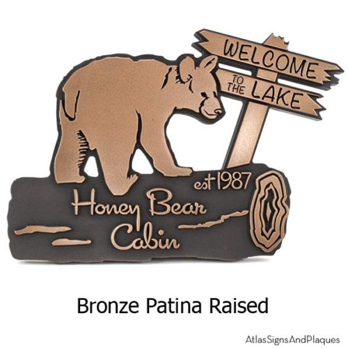 Bear Cub Cottage Plaque - Bronze