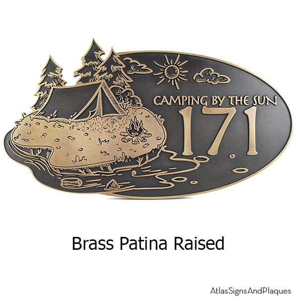 Camping Address Plaque - Brass