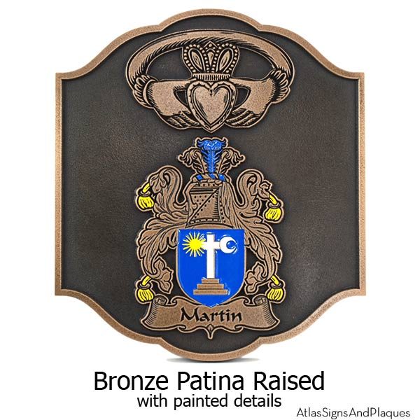 Claddagh Coat of Arms - Bronze with Paint