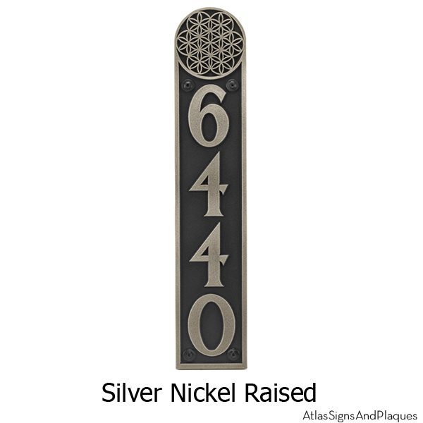 Flower of Life Horizontal Address Plaque - Silver Nickel