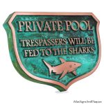 Private Dock Funny No Trespassing Marina Sign - Copper Verdi