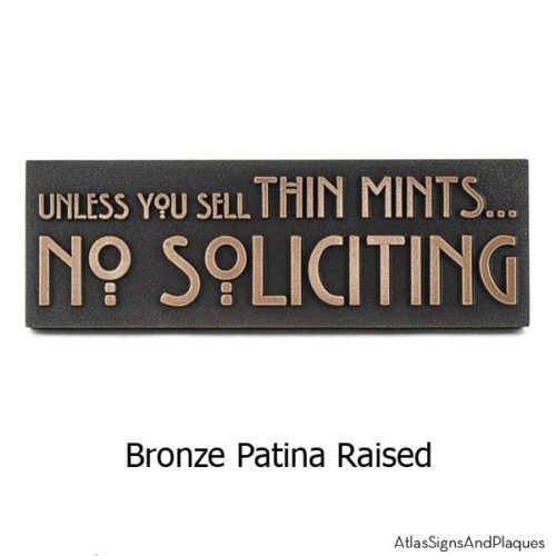 Thin Mints No Soliciting Sign - Bronze
