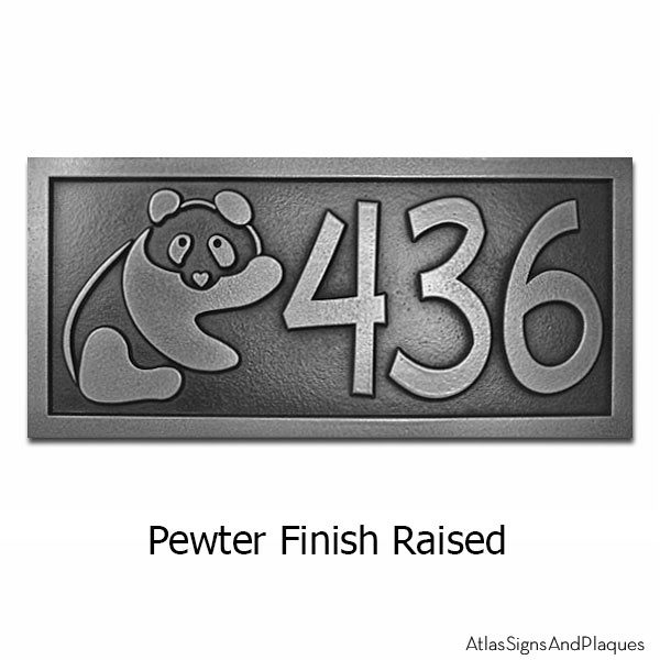 Panda Address Plaque - Pewter