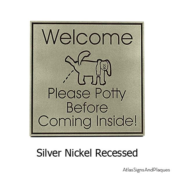 Please Potty Outside Pet Store Sign - Silver Nickel