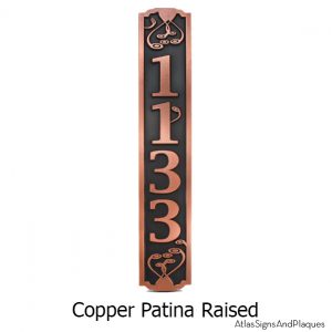 Swirls On the Vertical Address Plaque - Copper