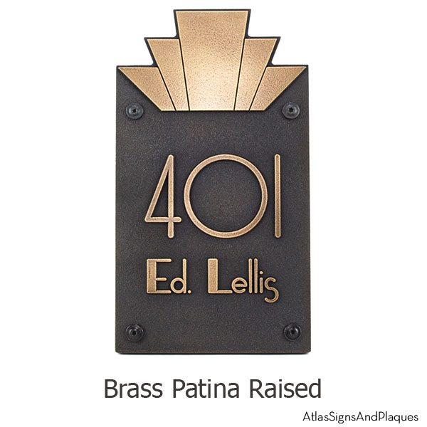 Moderne Art Deco Address Plaque Atlas Signs And Plaques Moderne Art Deco Address Plaque Br Shown With Optional T30 S