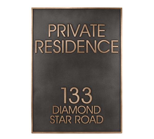 Modern Estate Address Sign - Bronze