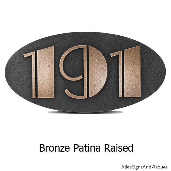 Oval Art Deco Address Plaque