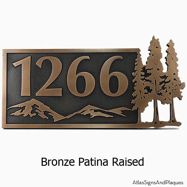 Pine Trees Up North Address Plaque - Bronze