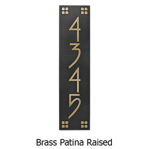 Vertical American Craftsman Home Numbers - Brass