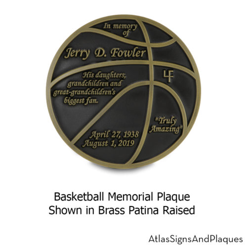 basketball memorial plaque