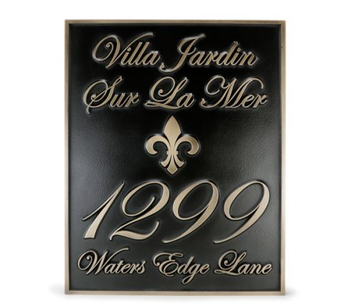 Fleur De Lis Villa Address Plaque with Elegant Numbers