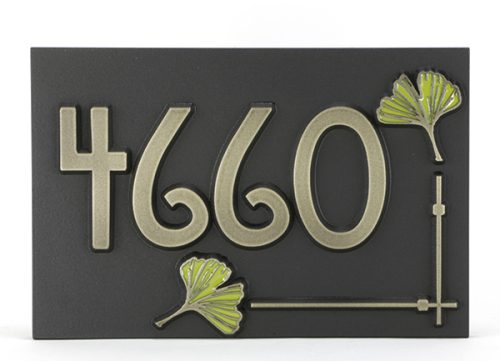 Ginkgo Leaf House Numbers Green Leaves