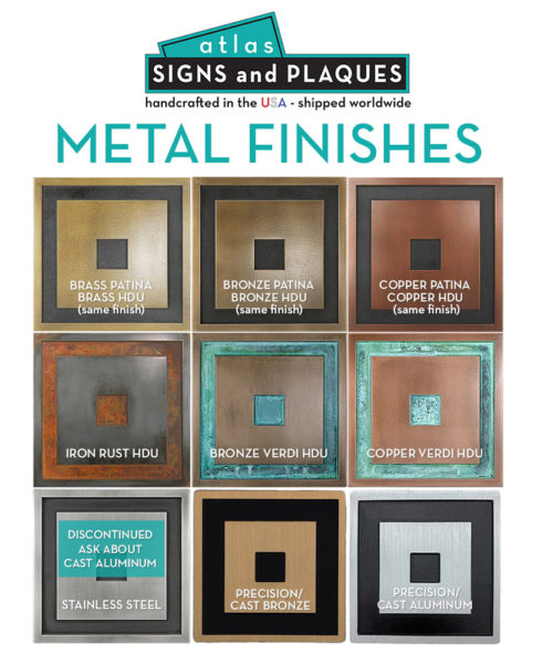 Atlas Signs and Plaques Metal Finishes