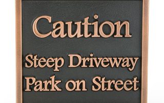 Almost Square Caution Sign, Raised, Copper
