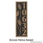 Wheat Motif Vertical Address Plaque - Bronze