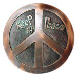 Peace Sign & Plaque - Bronze Verdi