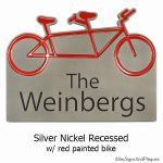 Tandem Bike Plaque - Silver Nickel with Optional Painted Bike
