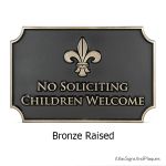 No Soliciting Children Welcome Bronze Raised