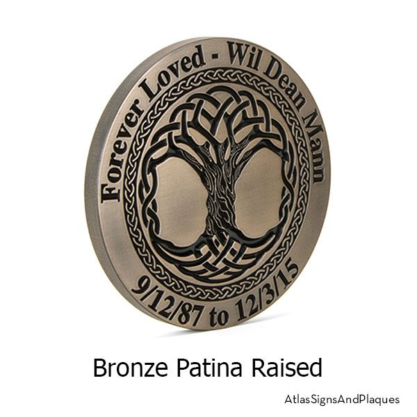 Celtic Tree Memorial Plaque in Bronze Patina