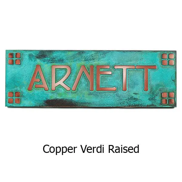 FLW Name Plate Plaque - Copper Verdi Detail