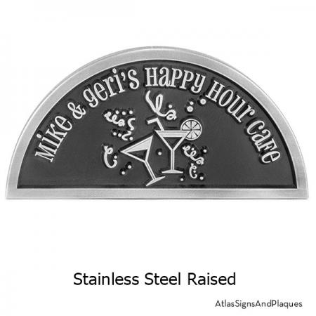 Happy Hour sign, raised, stainless steel