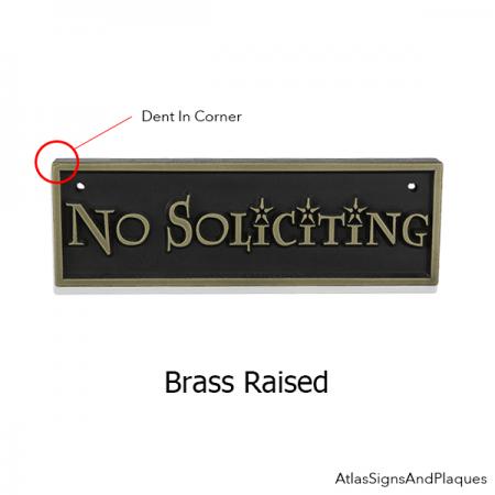 Dented Brass Lumos No Soliciting sign