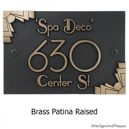 Deco Styling Address Plaque with Corner Options - Brass