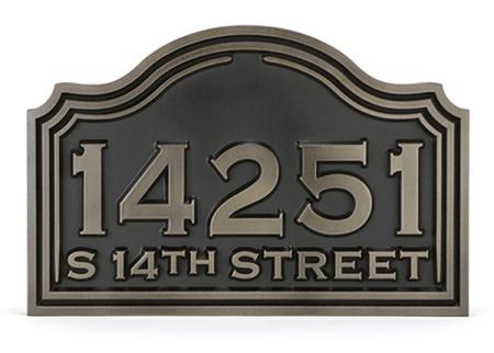 Classic Arch Address Plaque in Bronze Metal Coat with Raised Lettering