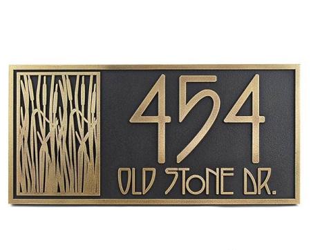 Cattail Craftsman House Numbers - Brass
