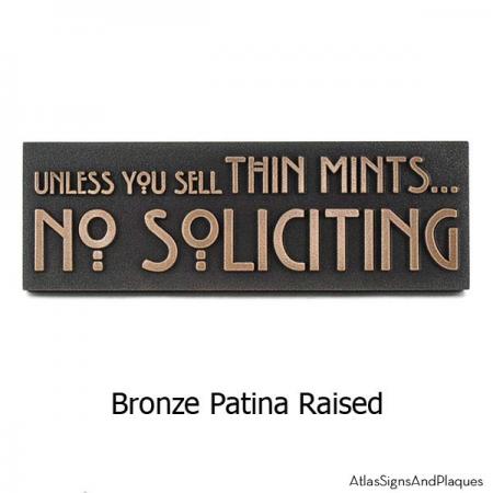 Thin Mints No Soliciting Sign - Bronze
