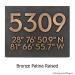 Latitude Longitude Address Number Plaque - Bronze