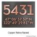 Latitude Longitude Address Number Plaque - Copper