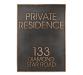 Modern Estate Address Sign - Bronze