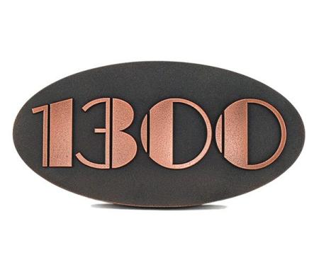 Oval Art Deco Address Plaque - Copper