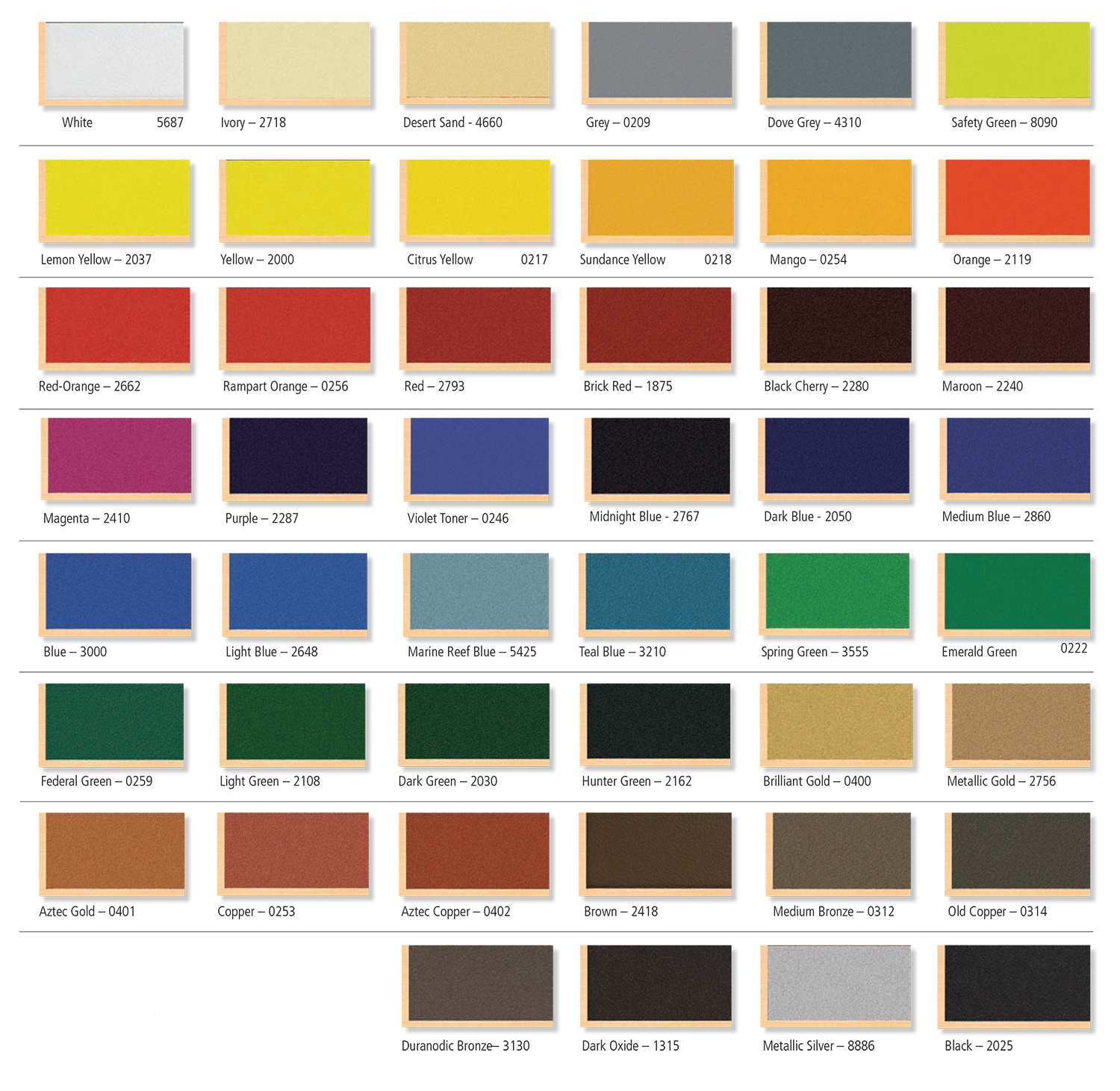 Standard Painted Colors