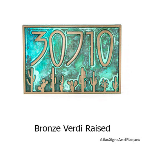 Bronze Verdi finish on our Sonoran Desert Address Plaque
