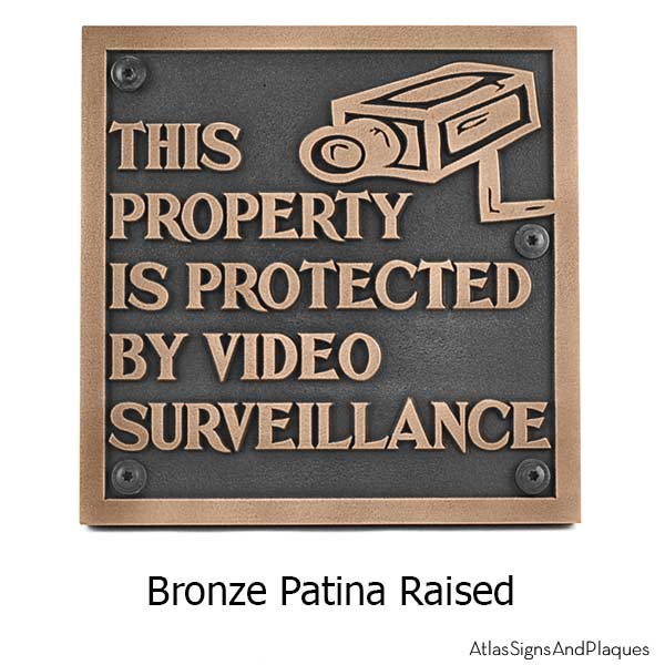 Under Video Surveillance Sign - Brass